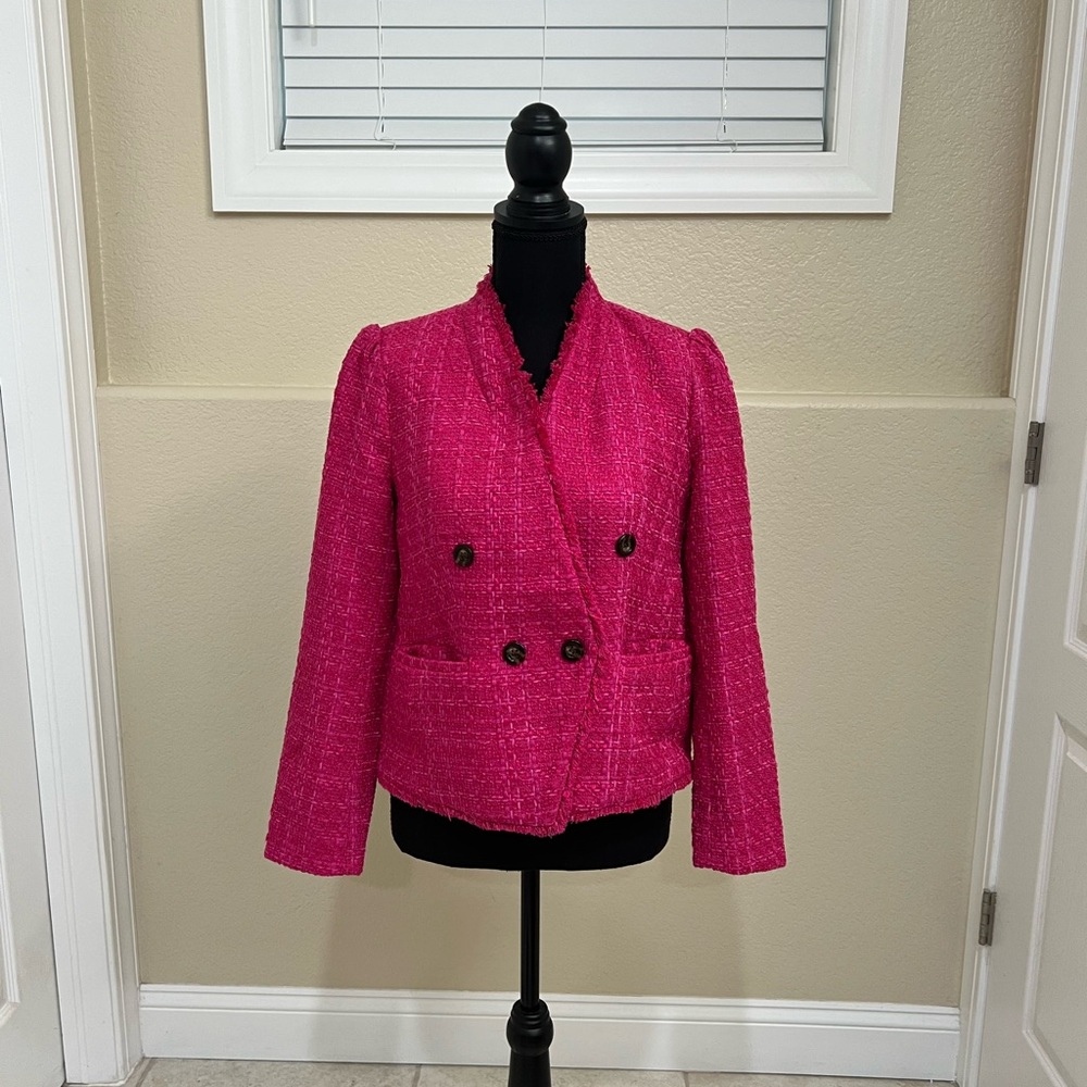 Ann Taylor Fuchsia Double-Breasted Blazer